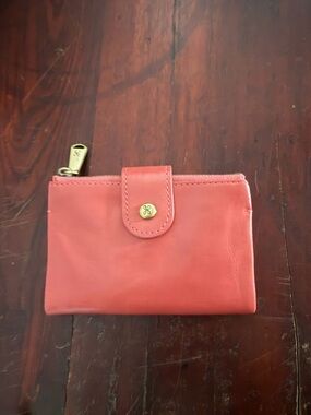 HOBO Jill Bifold Leather Wallet in Coral